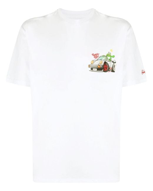 Mc2 Saint Barth White X Crypto Puppets® Car-print T-shirt for men