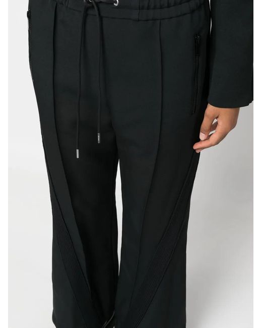 Sacai Black Stripe-Detail Straight-Leg Trousers