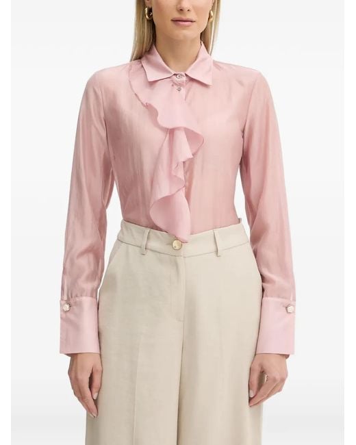 Fracomina Pink Ruffled Long-Sleeve Shirt