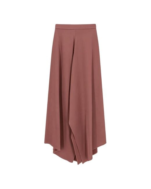 Alysi Brown Asymmetric Midi Skirt