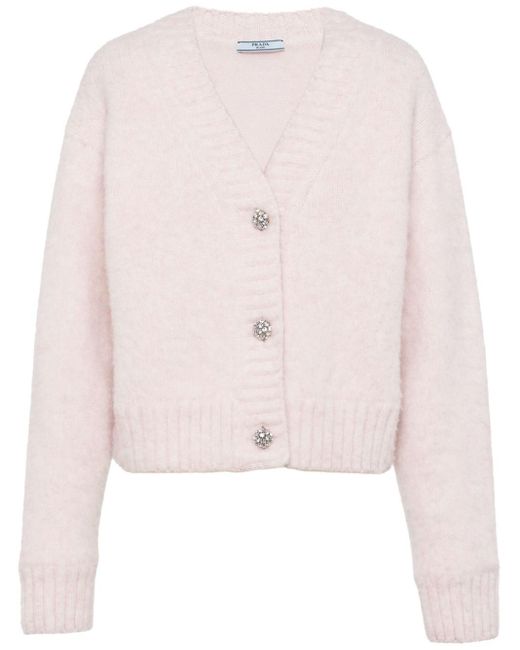 Prada Pink Wool V-neck Cardigan