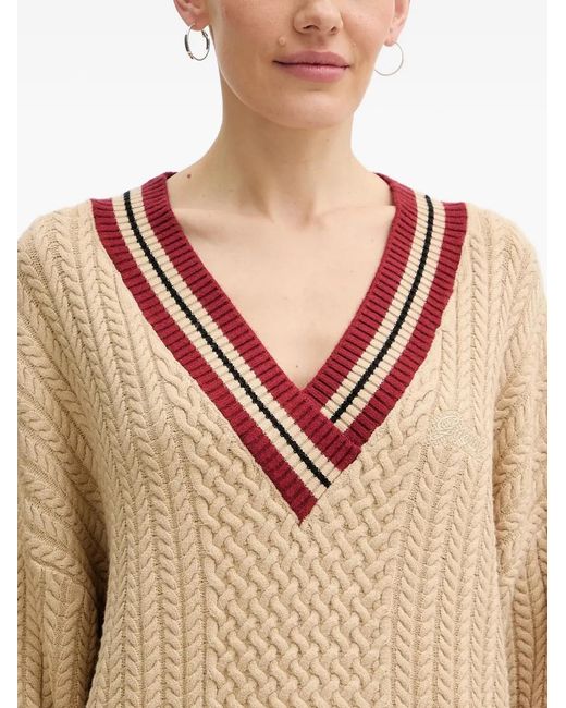 Guess Natural Lina V-Neck Cable Sweater