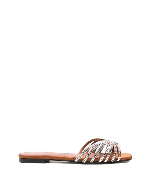 ALEVI Pink Rhinestone-Embellished Flat Sandals