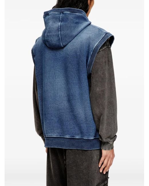 DIESEL Blue Hakel Logo-Detail Zip-Up Hoodie for men