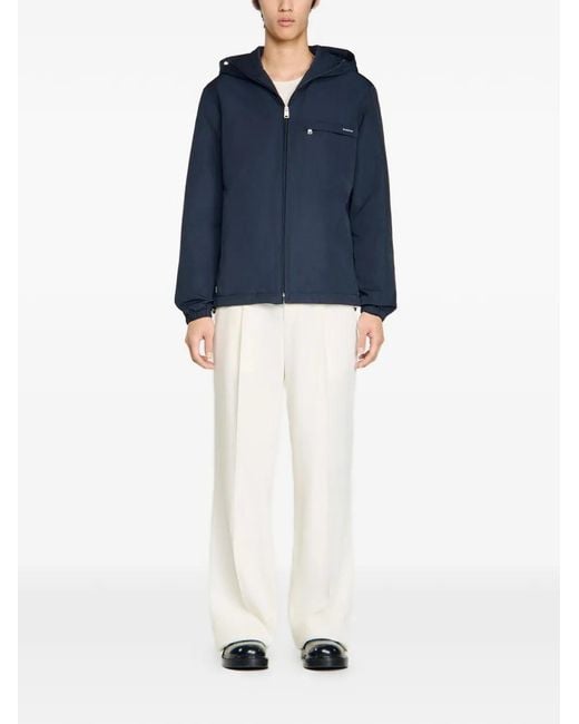 Sandro Blue Nylon Windbreaker for men