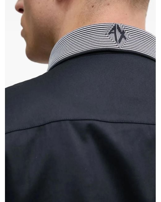 Camicia Con Colletto A Righe di ARMANI EXCHANGE in Blue da Uomo