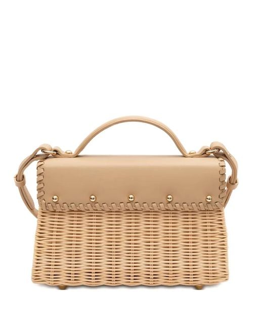 Isla Brown Woven Top-Handle Shoulder Bag