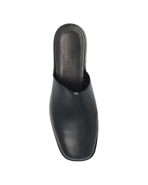 Studio Nicholson Black Square-Toe Mules for men