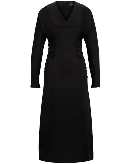 Boss Black V-Neck Satin Midi Dress