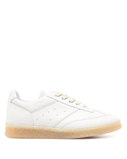 MM6 by Maison Martin Margiela White 6 Court Leather Sneakers
