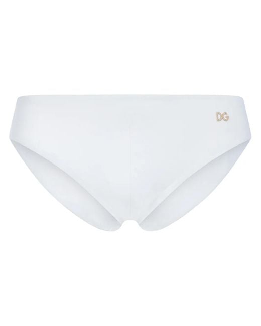 Dolce & Gabbana White Logo-Tag Bikini Bottoms