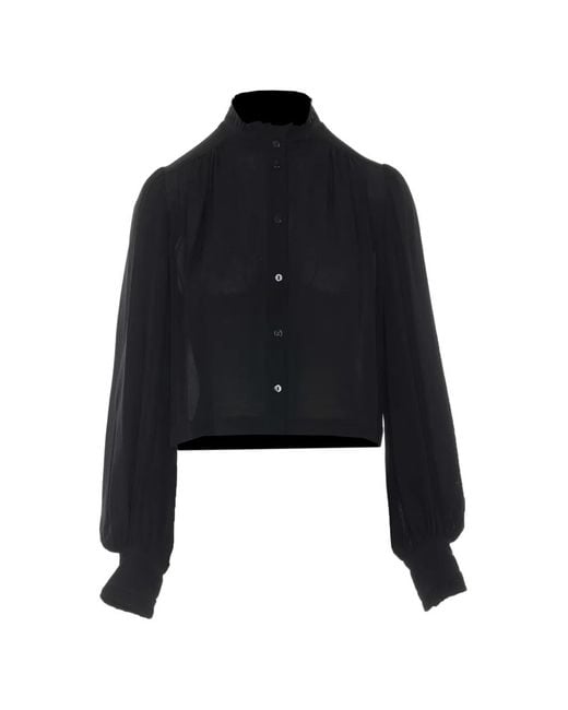 Twinset Black Ruffle-Trim Long-Sleeve Shirt
