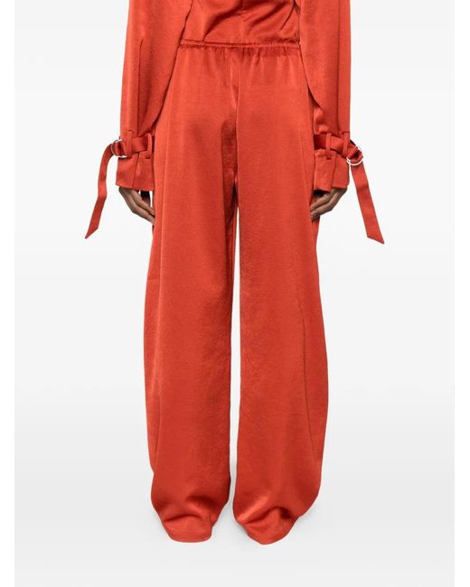 Nanushka Red Zoela Elastic Waist Barrel Leg Trousers