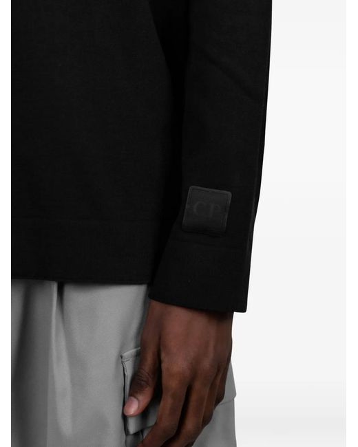 C P Company Black Zip-Fastening Cardigan for men