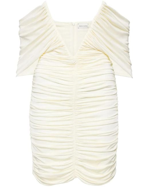 Magda Butrym Natural V-Neck Ruched Minidress