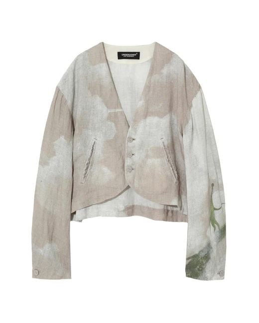 Undercover White Button Printed Jacket for men