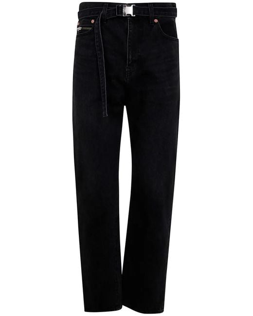 Sacai Black Belted Straight Jeans