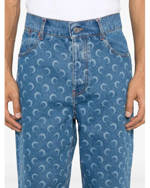 MARINE SERRE Blue Moon Denim Baggy Jeans for men