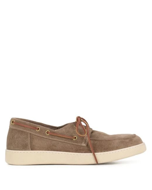 Green George Brown Suede Lace-Up Boat Shoes for men