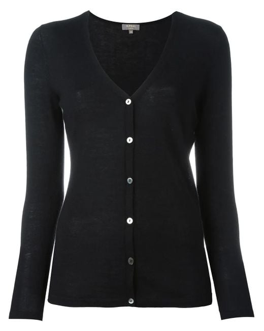 N.Peal Cashmere Black Superfine V-neck Cardigan
