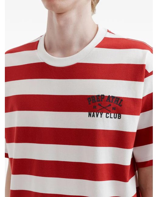 Chocoolate Red Striped Crew-Neck T-Shirt for men