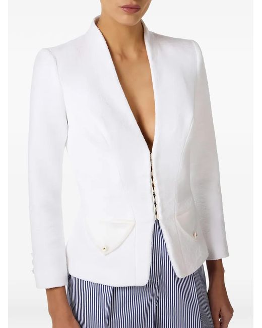 Elisabetta Franchi White Bouclé Tweed Jacket