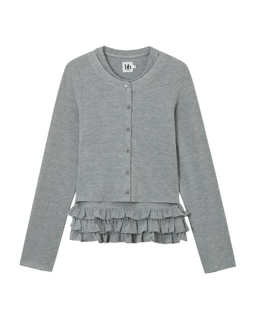 B+ AB Gray Ruffled Cardigan
