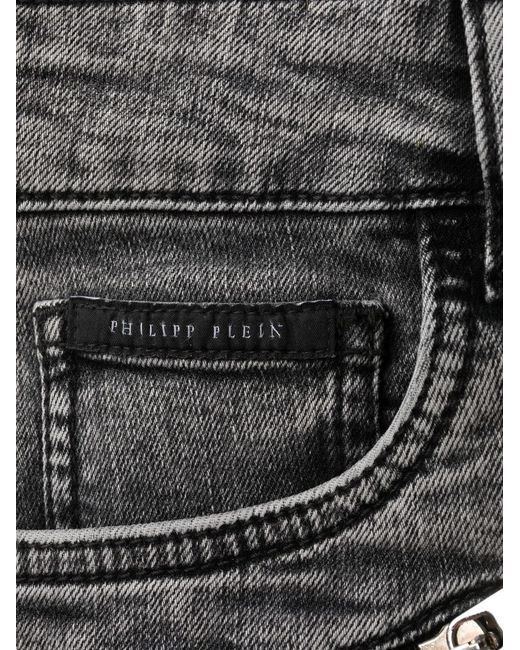Philipp Plein Gray Bike Low-Rise Skinny Jeans