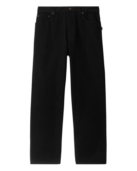 Vaqueros Holgados Con Aplique Del Logo Burberry de hombre de color Black