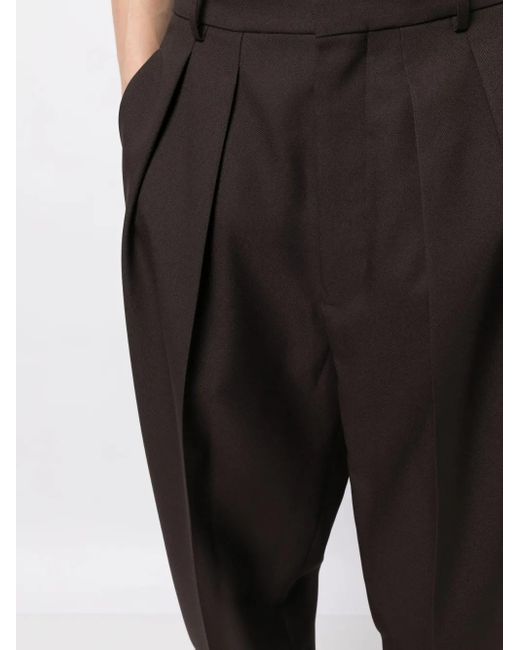 Random Identities Black Tapered Box-Pleated Trousers for men