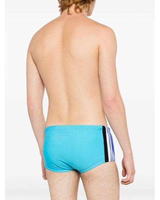 Amir Slama Blue X Mahaslama Logo-appliqué Striped Swim Shorts for men