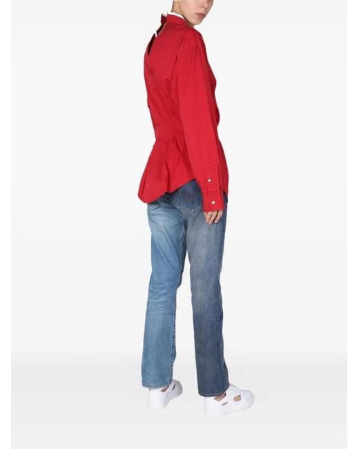 1/OFF Red Buttoned Pleated Shirt