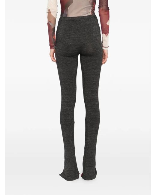Off-White c/o Virgil Abloh Gray Logo-Print Slit Trousers