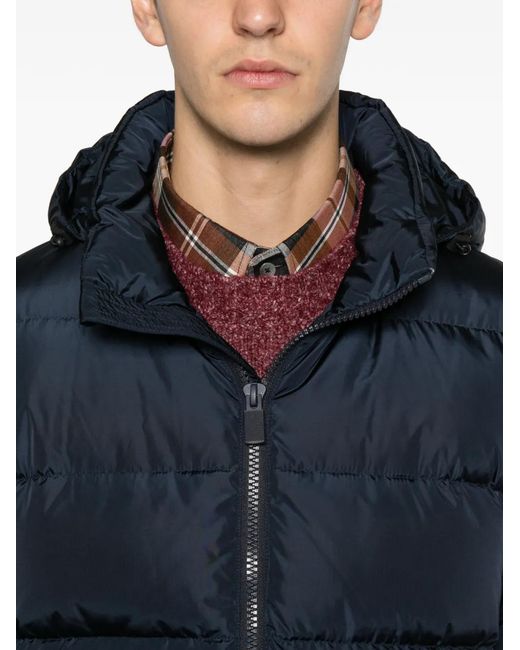 Aspesi Blue Hooded Zip Padded Jacket for men