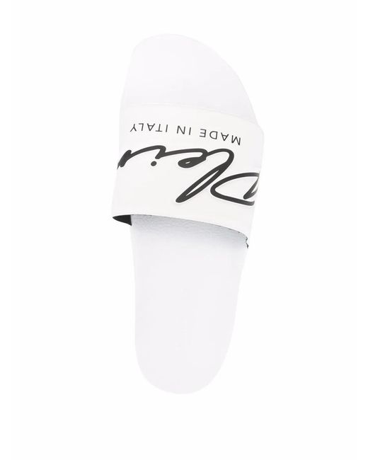 Philipp Plein White Embossed Logo Slides