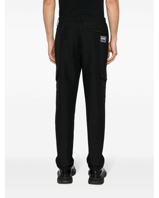 Versace Black Logo-patch Cargo Trousers for men