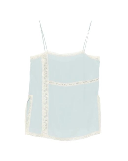Semicouture Blue Lace-Trim Top