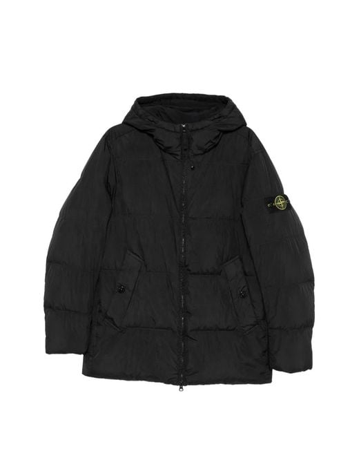 Stone Island Black Compass-Patch Quilted Jacket for men