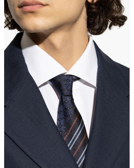 Etro Blue Patchwork Silk Tie for men