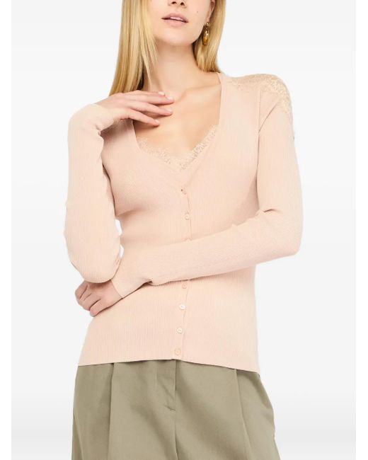 Liu Jo Pink Cardigan mit Spitzenbesatz