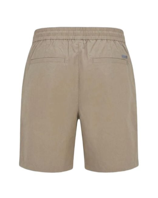 Emporio Armani Natural Elasticated Logo-Plaque Shorts for men
