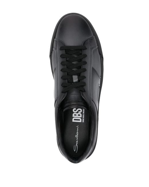 Santoni Black Double Buckle Sneakers for men