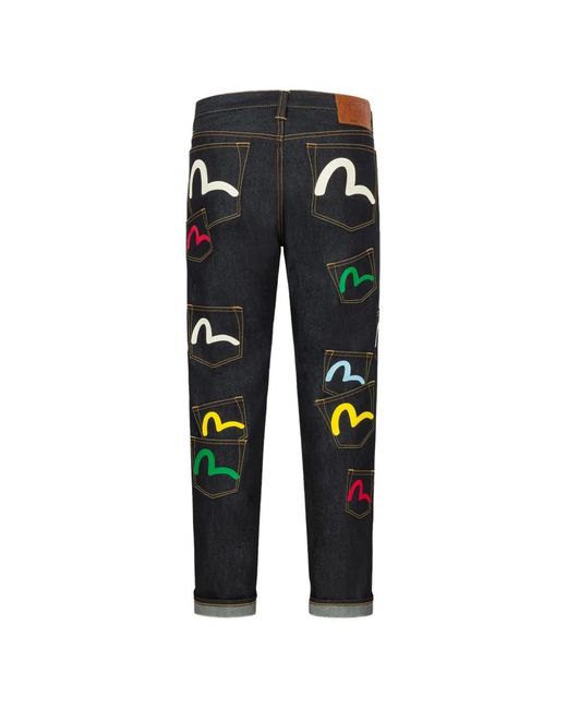 Evisu Blue Seagull Multi-Pocket Jeans for men