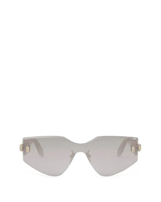 BVLGARI White Serpenti Geometric-Frame Sunglasses