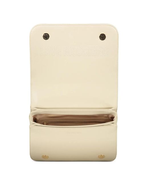 Love Moschino Natural Logo-Detail Quilted Chain-Strap Handbag