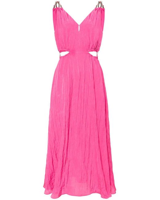 Maje Pink Crinkled-taffeta Maxi Dress