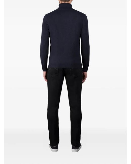 Moorer Blue Roll-Neck Sweater for men