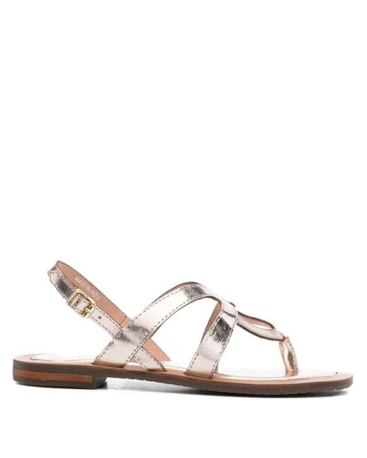 Geox White Sozy Leather Buckled Sandals
