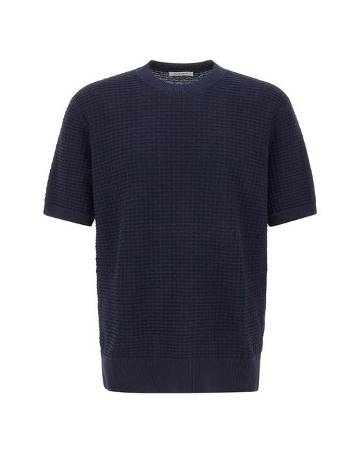Kangra Blue Honeycomb-Stitch Sweater for men
