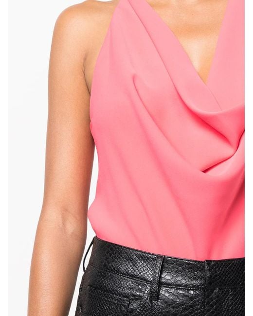 Top Dixon drapeado con cuello halter A.L.C. de color Pink